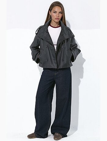 Manteau trench court en simili cuir hiccup