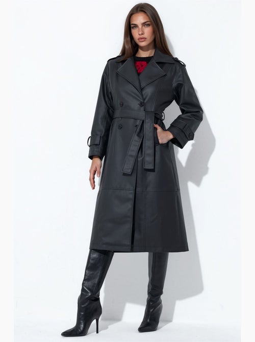 Manteau trench long ceinturé croisé hiccup - Kiabi Manteau trench long ceinturé croisé hiccup - Kiabi