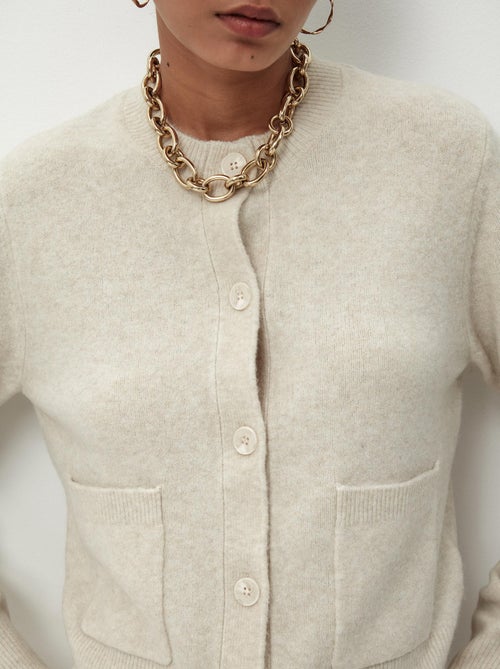 Manteau tricoté en laine mélangée - Kiabi