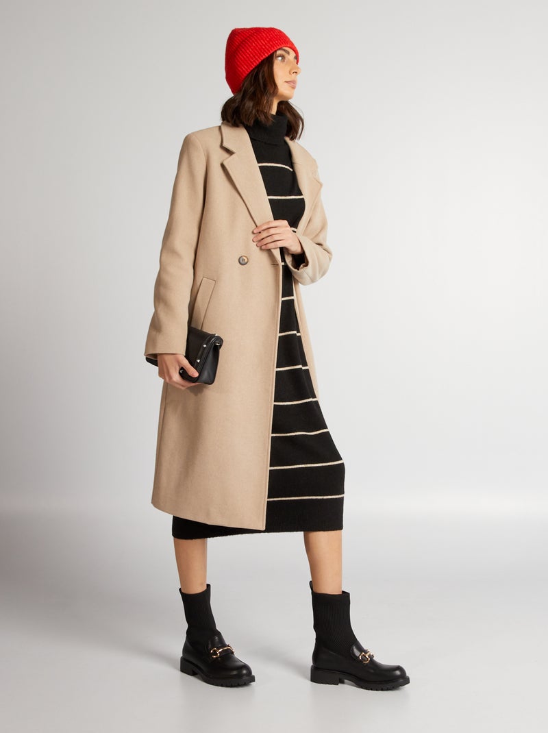 Manteau type lainage beige - Kiabi