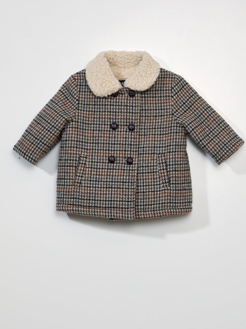 Manteau type lainage Marron/beige - Kiabi
