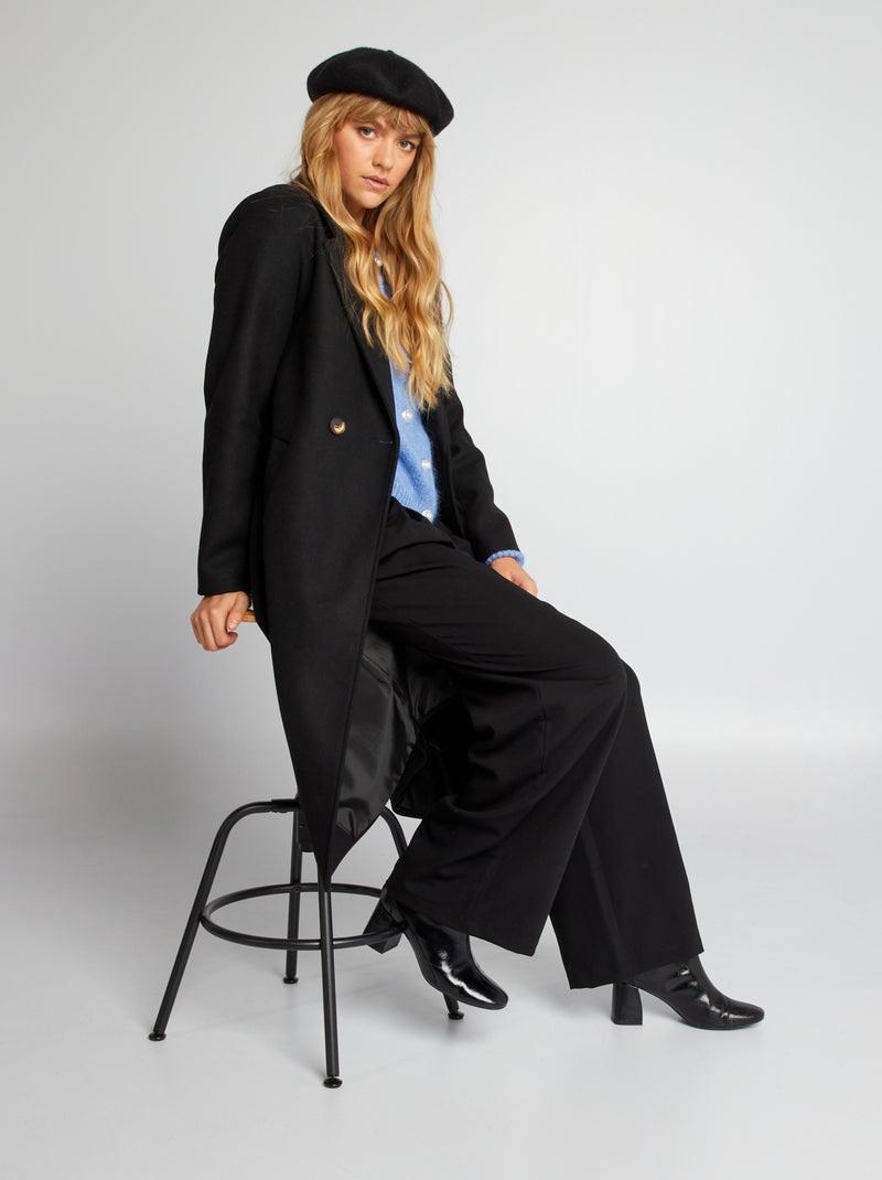 Manteau type lainage Noir - Kiabi
