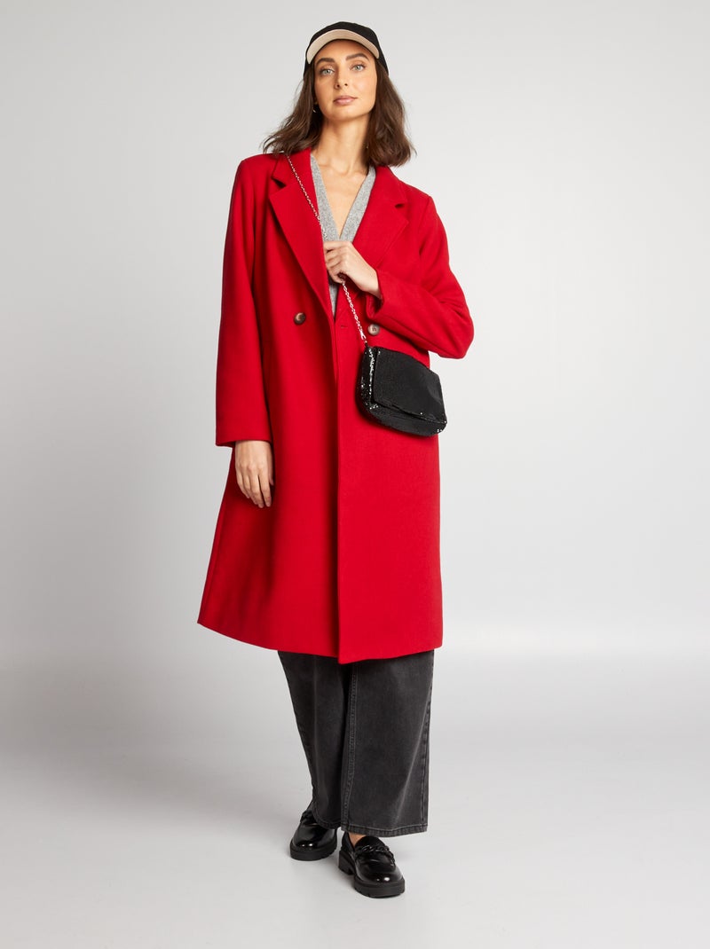 Manteau type lainage Rouge - Kiabi