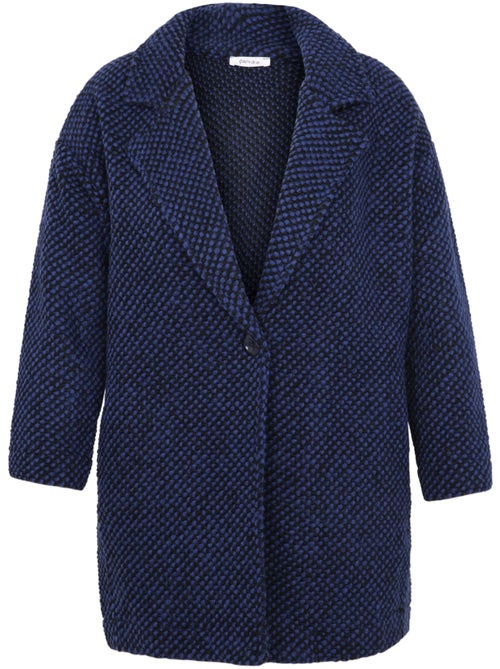 Manteau uni en tissu moucheté avec laine PAPRIKA - Kiabi