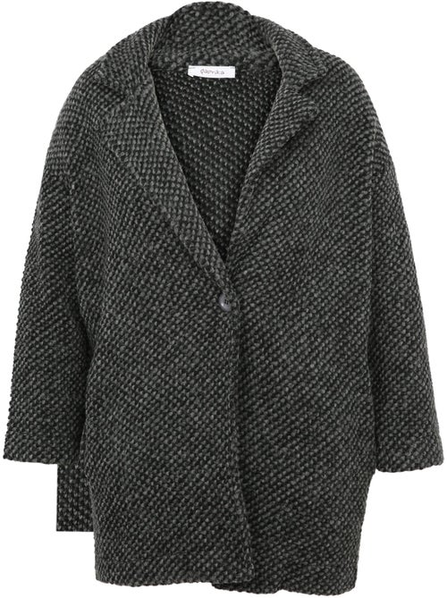 Manteau uni en tissu moucheté avec laine PAPRIKA - Kiabi