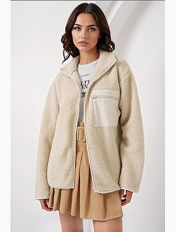 Manteau veste en fausse fourrure surdimensionné à fermeture éclair bdart