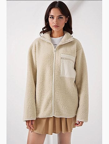 Manteau veste en fausse fourrure surdimensionné à fermeture éclair bdart