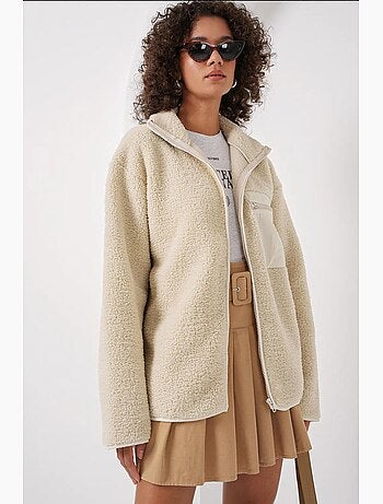 Manteau veste en fausse fourrure surdimensionné à fermeture éclair bdart