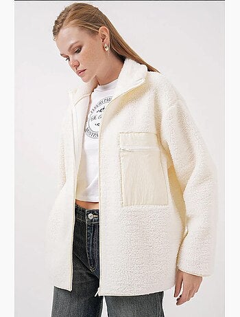 Manteau veste en fausse fourrure surdimensionné à fermeture éclair bdart