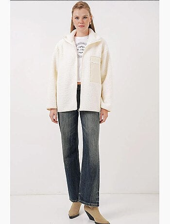 Manteau veste en fausse fourrure surdimensionné à fermeture éclair bdart