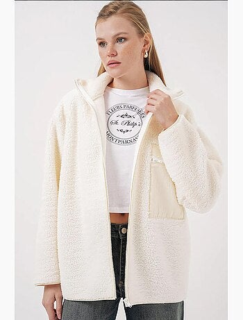Manteau veste en fausse fourrure surdimensionné à fermeture éclair bdart