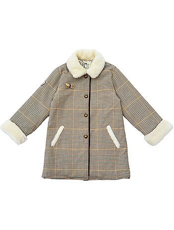 Manteaueau Carreaux Tartan avec Fausse Fourrure AMANDINE - La Faute à Voltaire