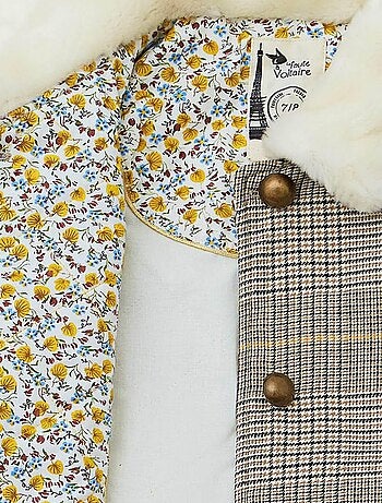 Manteaueau Carreaux Tartan avec Fausse Fourrure AMANDINE - La Faute à Voltaire