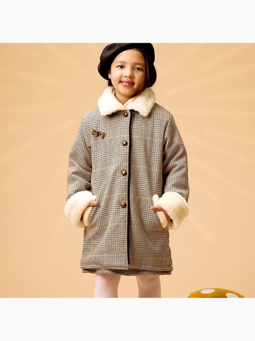 Manteaueau  Carreaux Tartan  avec Fausse Fourrure  AMANDINE - La Faute à Voltaire - Kiabi