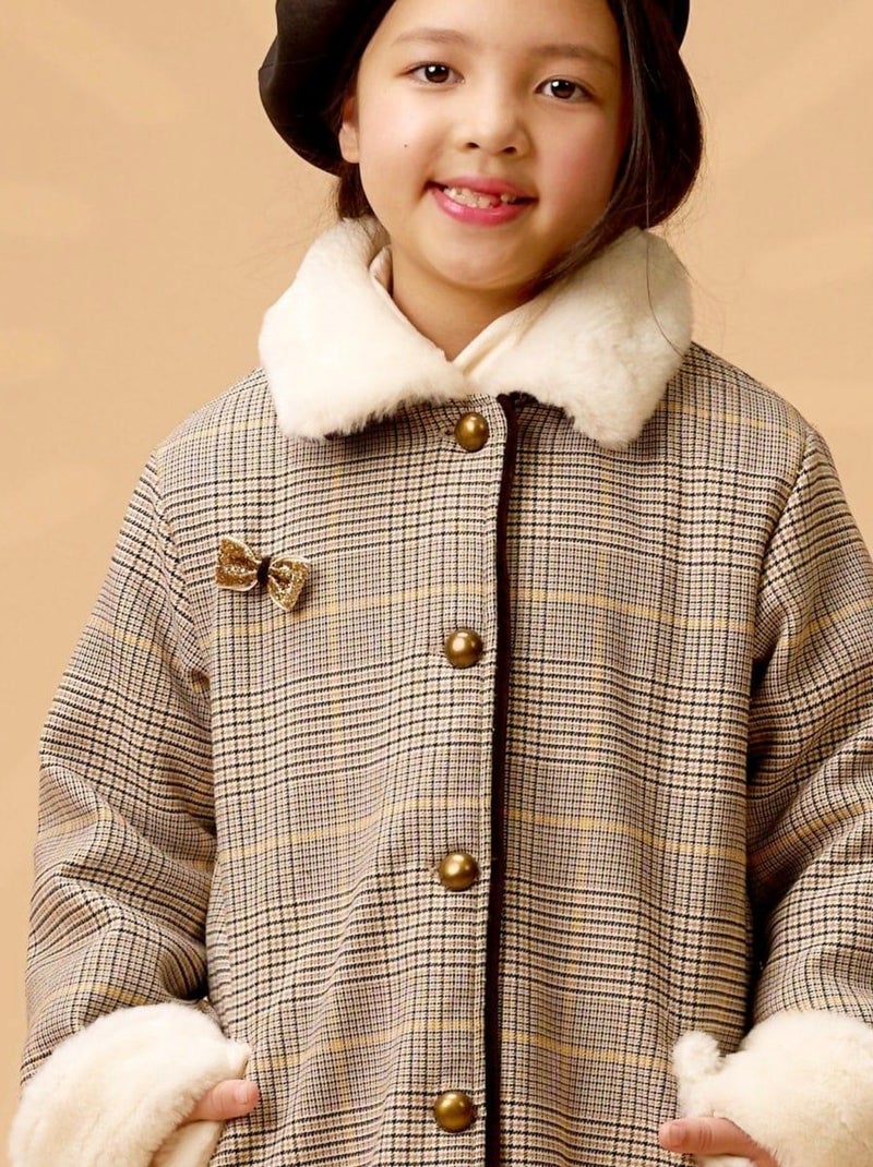 Manteaueau Carreaux Tartan    Fausse Fourrure  AMANDINE - La Faute à Voltaire Marron - Kiabi