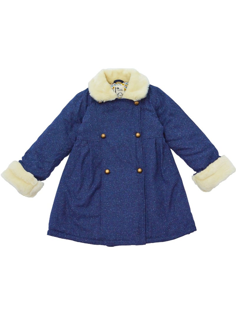 Manteaueau    en Laine et Fausse Fourrure  ANOUSHKA - La Faute à Voltaire Bleu marine - Kiabi