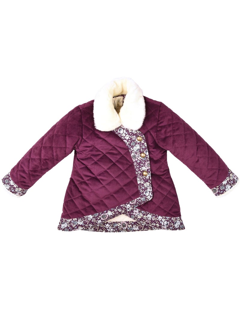 Manteaueau Kimono Court   Velours   CAPUCINE - La Faute à Voltaire Bordeaux - Kiabi