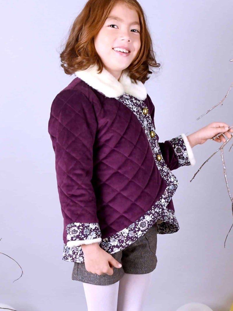 Manteaueau Kimono Court   Velours   CAPUCINE - La Faute à Voltaire Bordeaux - Kiabi