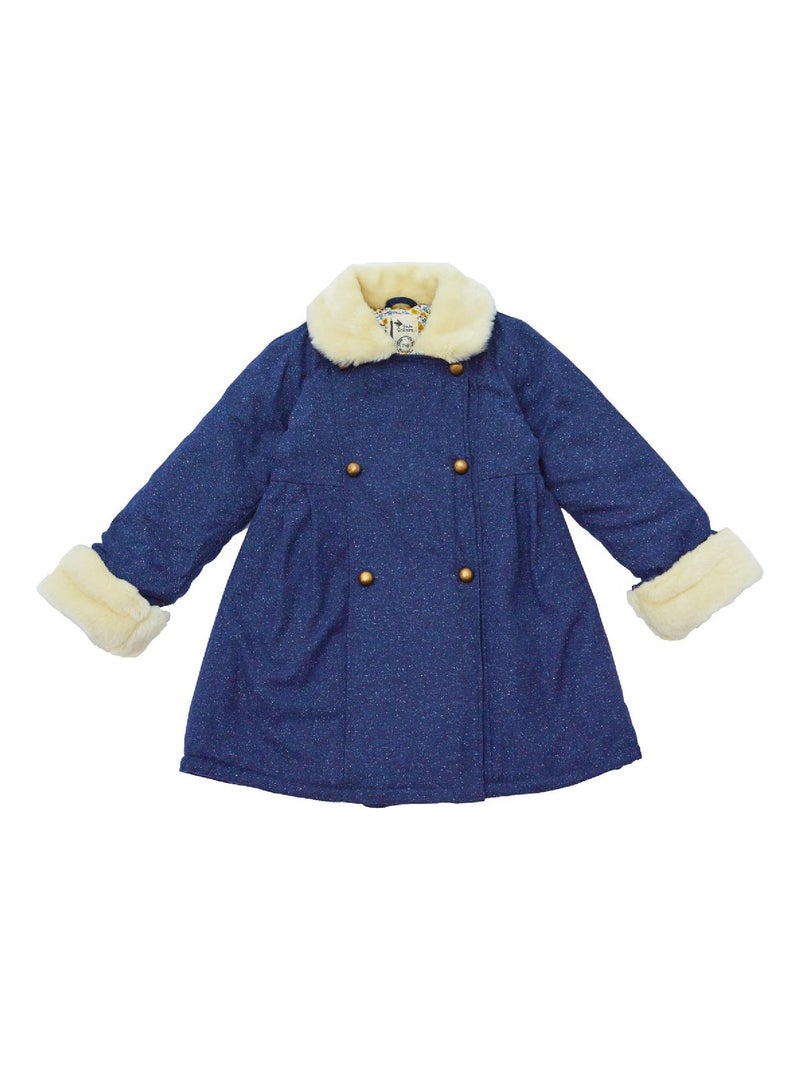 Manteaueau Laine Tweed     Fausse Fourrure  ANOUSHKA - La Faute à Voltaire Bleu marine - Kiabi