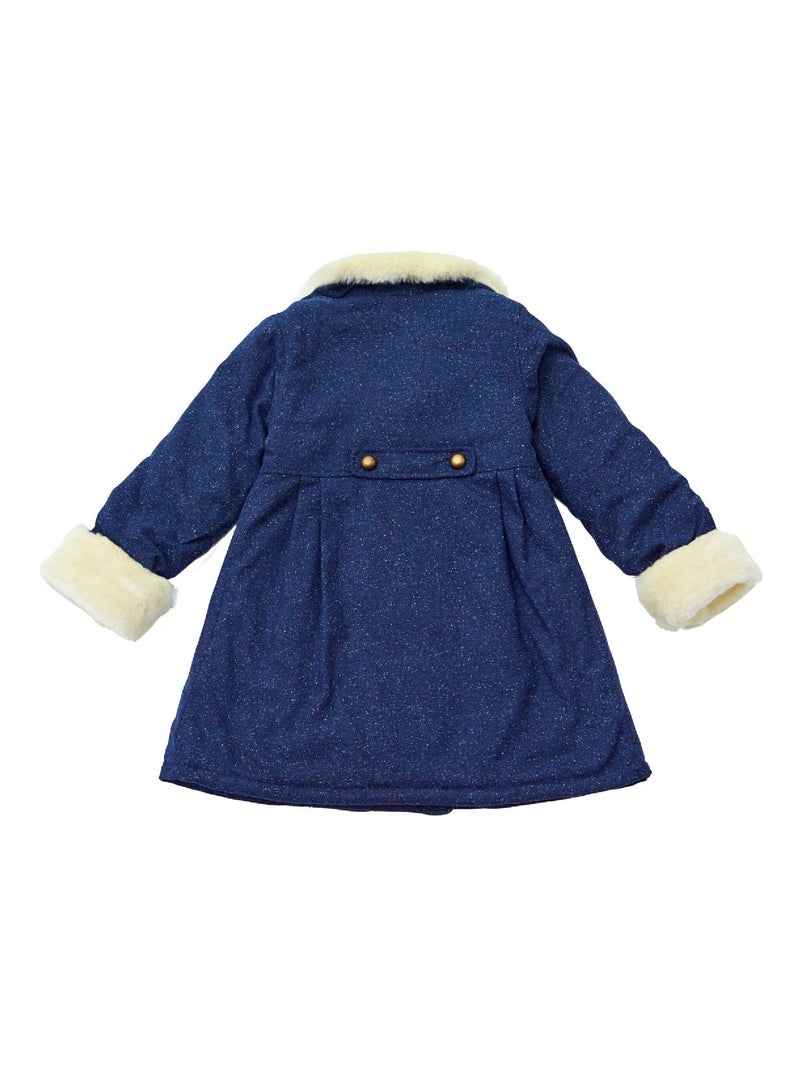 Manteaueau Laine Tweed     Fausse Fourrure  ANOUSHKA - La Faute à Voltaire Bleu marine - Kiabi