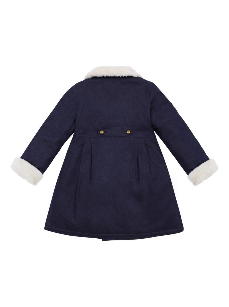 Manteaueau Long   en Jeans   Col Fausse Fourrure  ANOUSHKA - La Faute à Voltaire Bleu marine - Kiabi