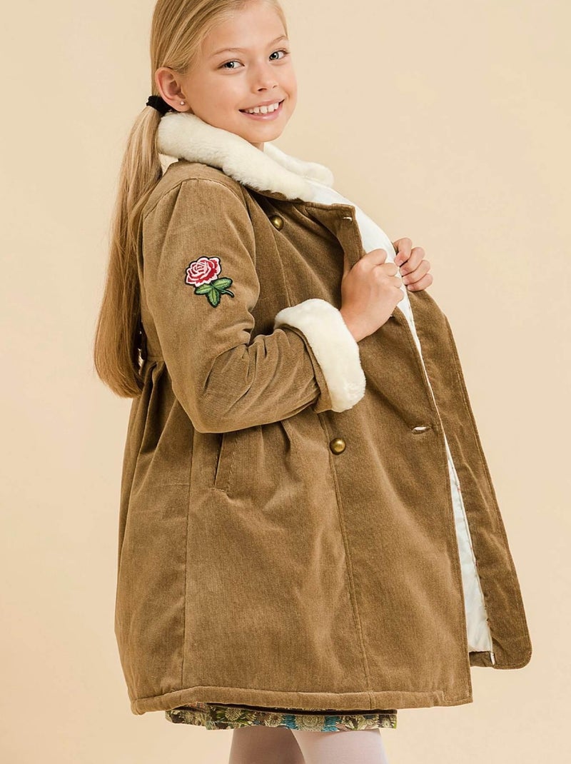 Manteaueau Long   Velours  et Fausse Fourrure  ANOUSHKA - La Faute à Voltaire Beige - Kiabi