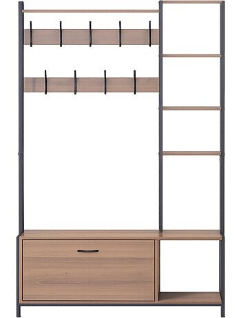 MANTI Meuble d'entrée 182x120cm noyer et noir