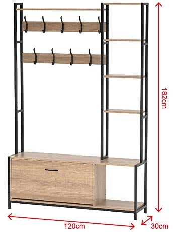 MANTI Meuble d'entrée 182x120cm noyer et noir