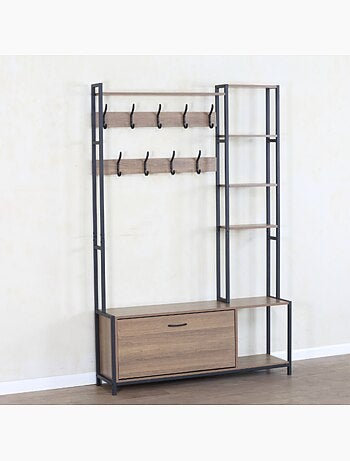 MANTI Meuble d'entrée 182x120cm noyer et noir