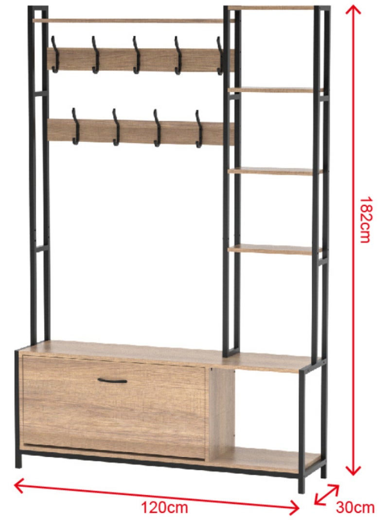 MANTI Meuble d'entrée 182x120cm noyer et noir Noir - Kiabi