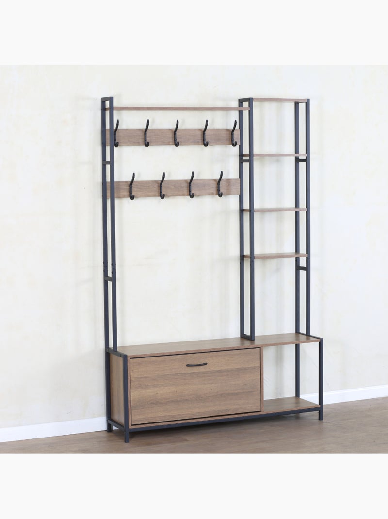 MANTI Meuble d'entrée 182x120cm noyer et noir Noir - Kiabi