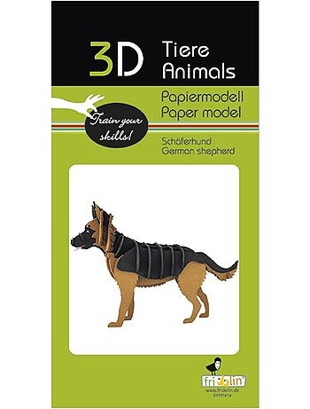 Maquette 3d en papier berger allemand