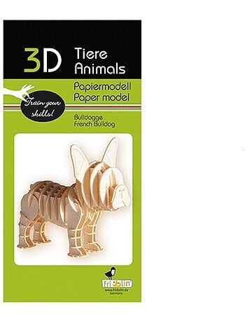 Maquette 3d en papier bouledogue français