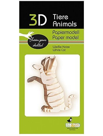 Maquette 3d en papier chat blanc