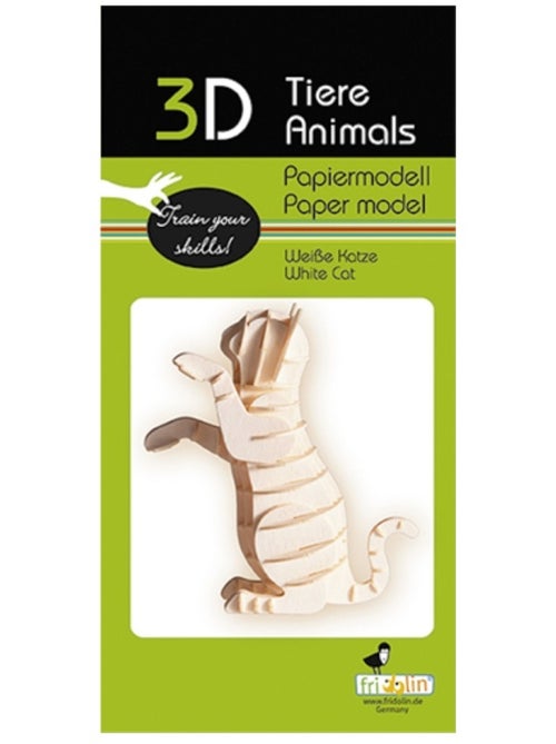 Maquette 3D en papier chat blanc - Kiabi Maquette 3D en papier chat blanc - Kiabi