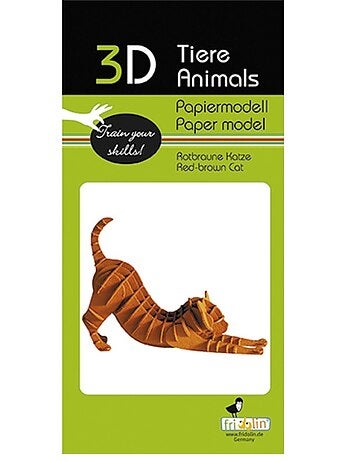 Maquette 3d en papier chat brun-roux