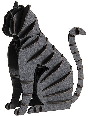 Maquette 3d en papier chat noir