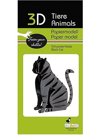 Maquette 3d en papier chat noir