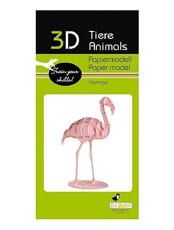 Maquette 3d en papier flamant rose