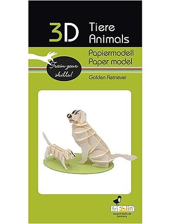 Maquette 3d en papier golden retriever