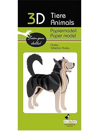 Maquette 3d en papier husky sibérien