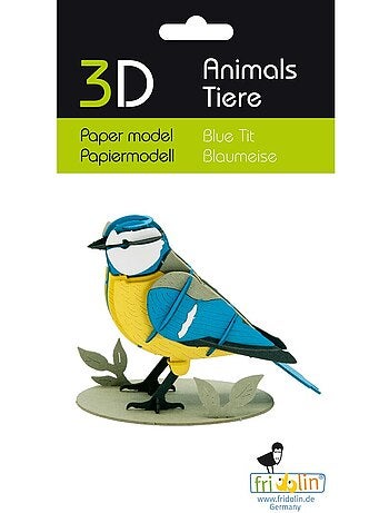 Maquette 3d en papier mésange bleue