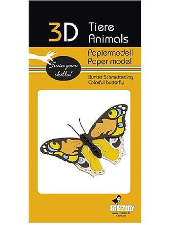 Maquette 3d en papier papillon coloré