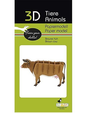 Maquette 3d en papier vache brune