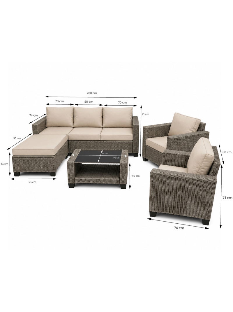 MARABO Salon de jardin 6 places modulable en résine tressée gris et beige Gris Beige - Kiabi