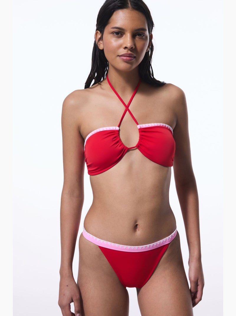 Marbella bas de bikini taille très basse penti Rouge/Rose - Kiabi