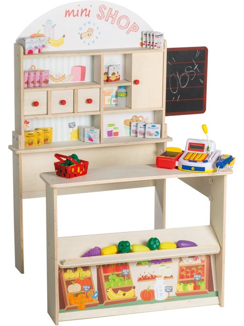 Marchande en bois + caisse enregistreuse et accessoires 'Minishop' ROBA - Kiabi