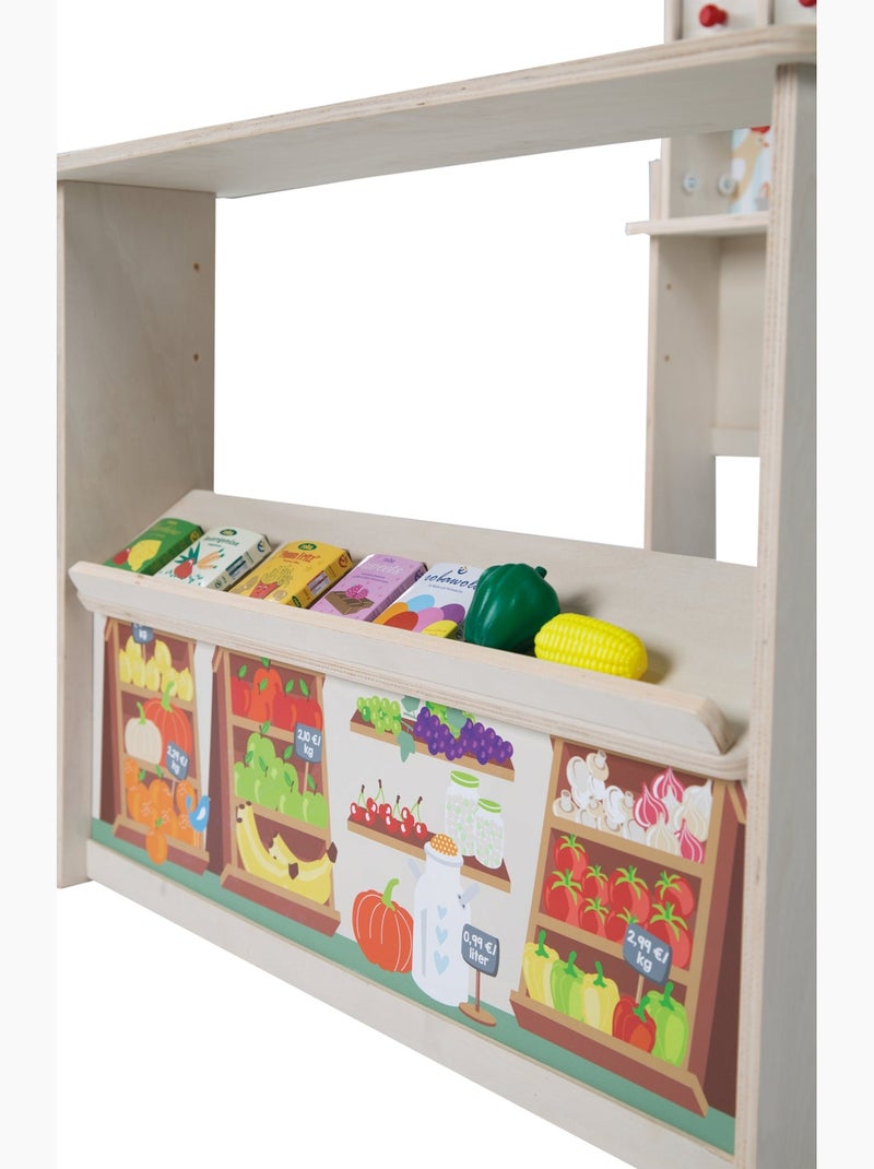 Marchande en bois + caisse enregistreuse et accessoires 'Minishop' ROBA Multicolore - Kiabi