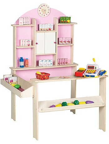 Marchande en bois + caisse enregistreuse et accessoires ROBA