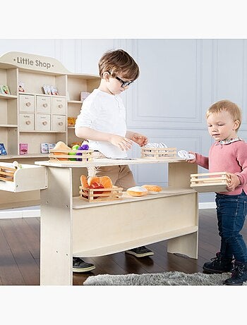 Marchande en bois + caisse enregistreuse et accessoires ROBA